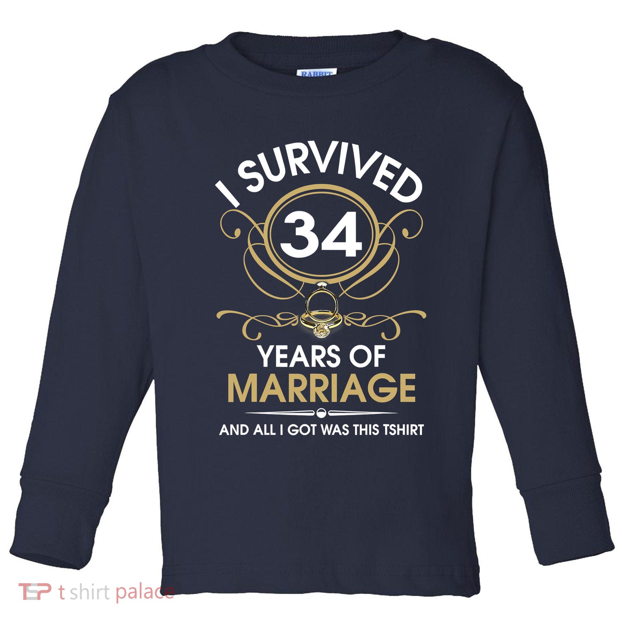I Survived 34 Years Of Marriage 34th Wedding Anniversary Toddler Long Sleeve Shirt