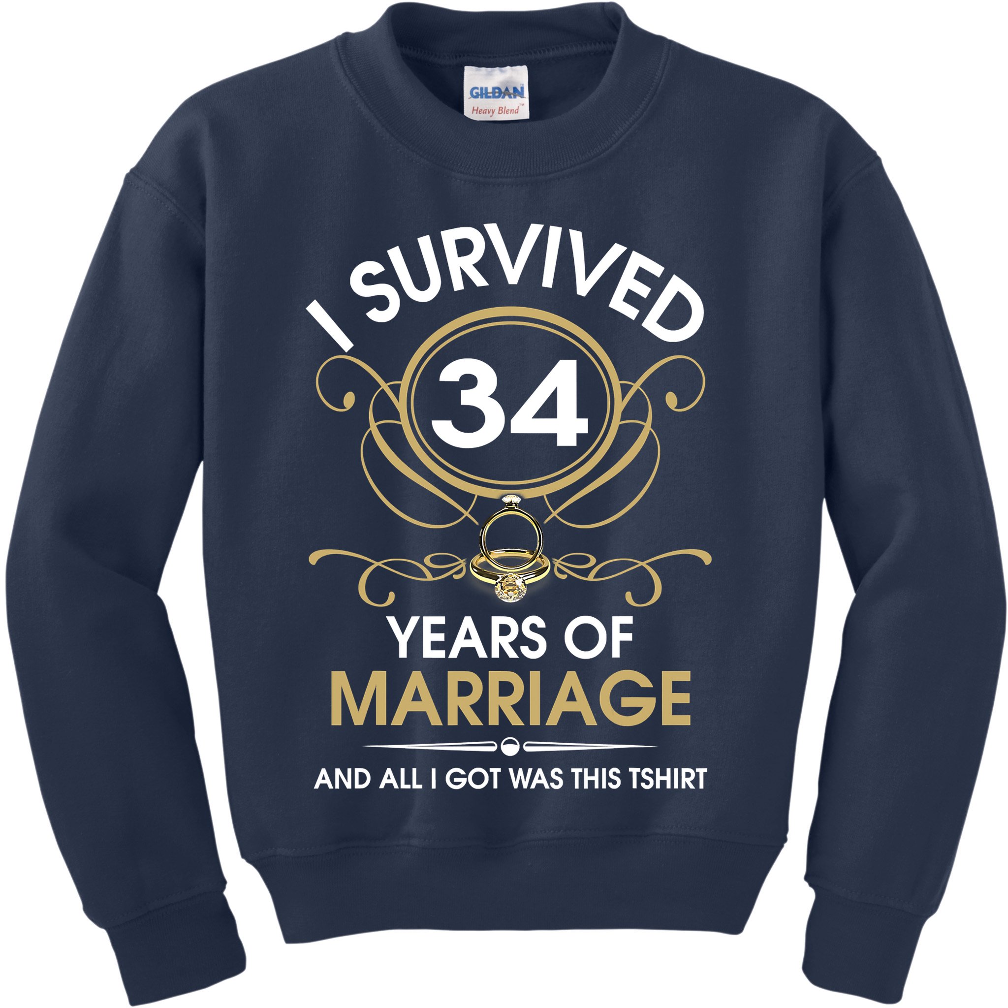 I Survived 34 Years Of Marriage 34th Wedding Anniversary Kids Sweatshirt