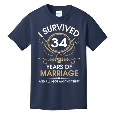 I Survived 34 Years Of Marriage 34th Wedding Anniversary Kids T-Shirt