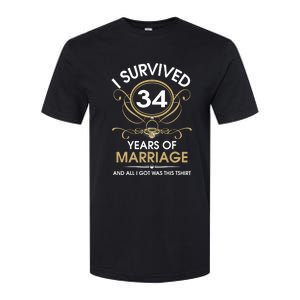 I Survived 34 Years Of Marriage 34th Wedding Anniversary Softstyle CVC T-Shirt