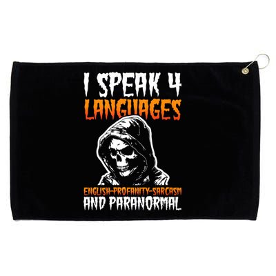 I Speak 4 Languages Paranormal Ghost Hunting Researcher Grommeted Golf Towel