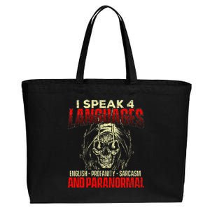 I Speak 4 Languages Ghost Hunting Paranormal Researcher Cotton Canvas Jumbo Tote