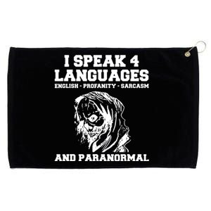 I Speak 4 Languages Paranormal Ghost Hunting Grommeted Golf Towel