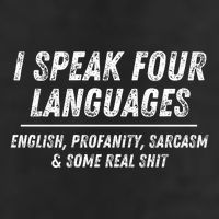 I Speak 4 Languages: English Profanity Sarcasm & Real Shit Garment-Dyed Fleece Hoodie
