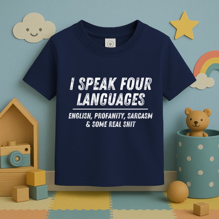 I Speak 4 Languages: English Profanity Sarcasm & Real Shit Toddler T-Shirt