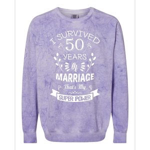 I Survived 50 Years Of Marriage Wedding Gift - Husband Wife Colorblast Crewneck Sweatshirt