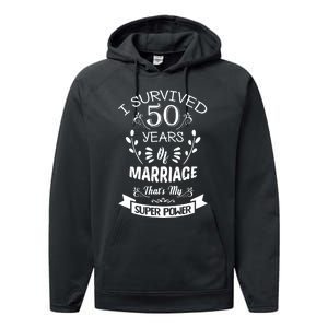 I Survived 50 Years Of Marriage Wedding Gift - Husband Wife Performance Fleece Hoodie