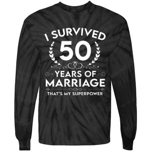 I Survived 50 Years Of Marriage Tie-Dye Long Sleeve Shirt