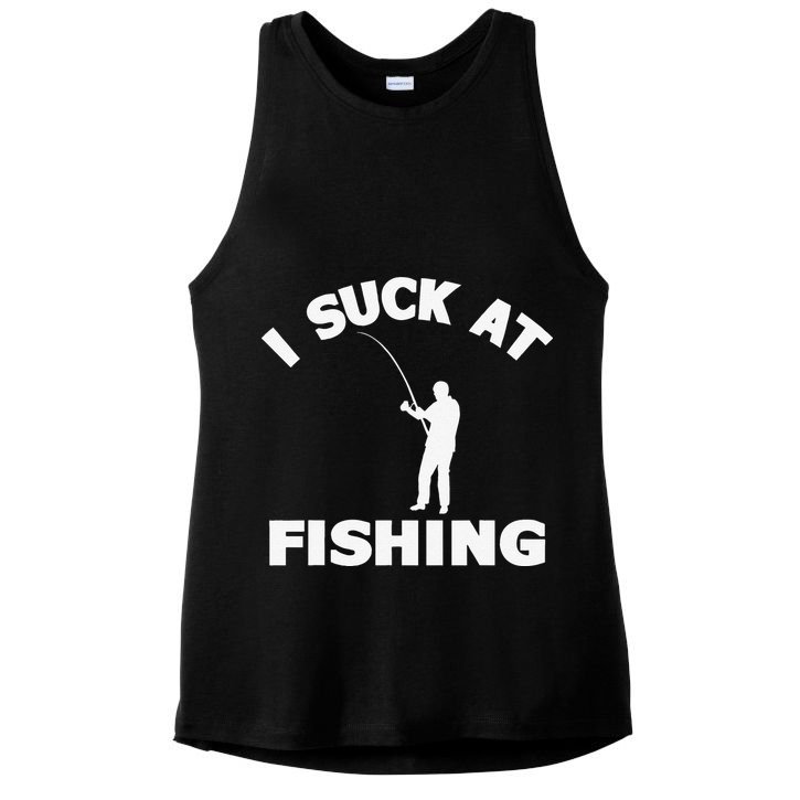 I Suck At Fishing Funny Fishermen Meme Fisher Lover Ladies PosiCharge Tri-Blend Wicking Tank