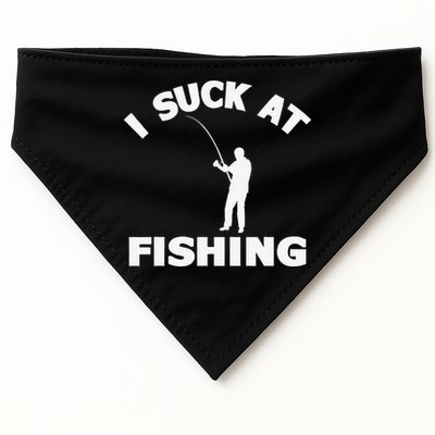 I Suck At Fishing Funny Fishermen Meme Fisher Lover USA-Made Doggie Bandana