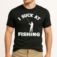 I Suck At Fishing Funny Fishermen Meme Fisher Lover Cooling Performance Crew T-Shirt