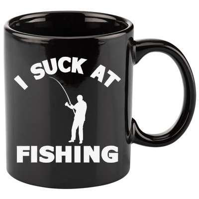 I Suck At Fishing Funny Fishermen Meme Fisher Lover 11oz C Handle Ceramic Mug