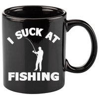 I Suck At Fishing Funny Fishermen Meme Fisher Lover 11oz C Handle Ceramic Mug