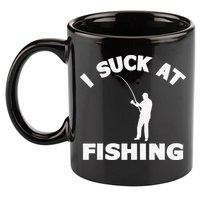 I Suck At Fishing Funny Fishermen Meme Fisher Lover 11oz C Handle Ceramic Mug