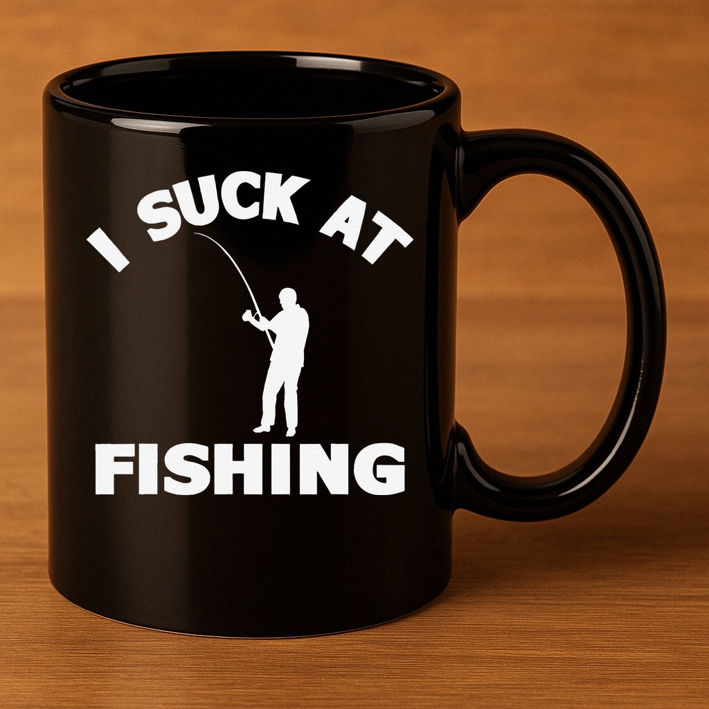 I Suck At Fishing Funny Fishermen Meme Fisher Lover 11oz C Handle Ceramic Mug