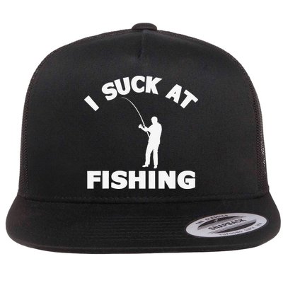 I Suck At Fishing Funny Fishermen Meme Fisher Lover Flatbill Hat