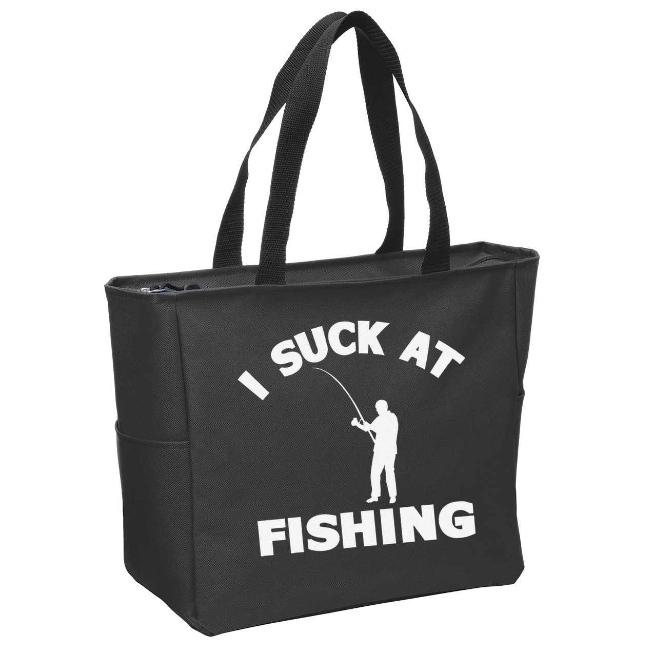 I Suck At Fishing Funny Fishermen Meme Fisher Lover Zip Tote Bag