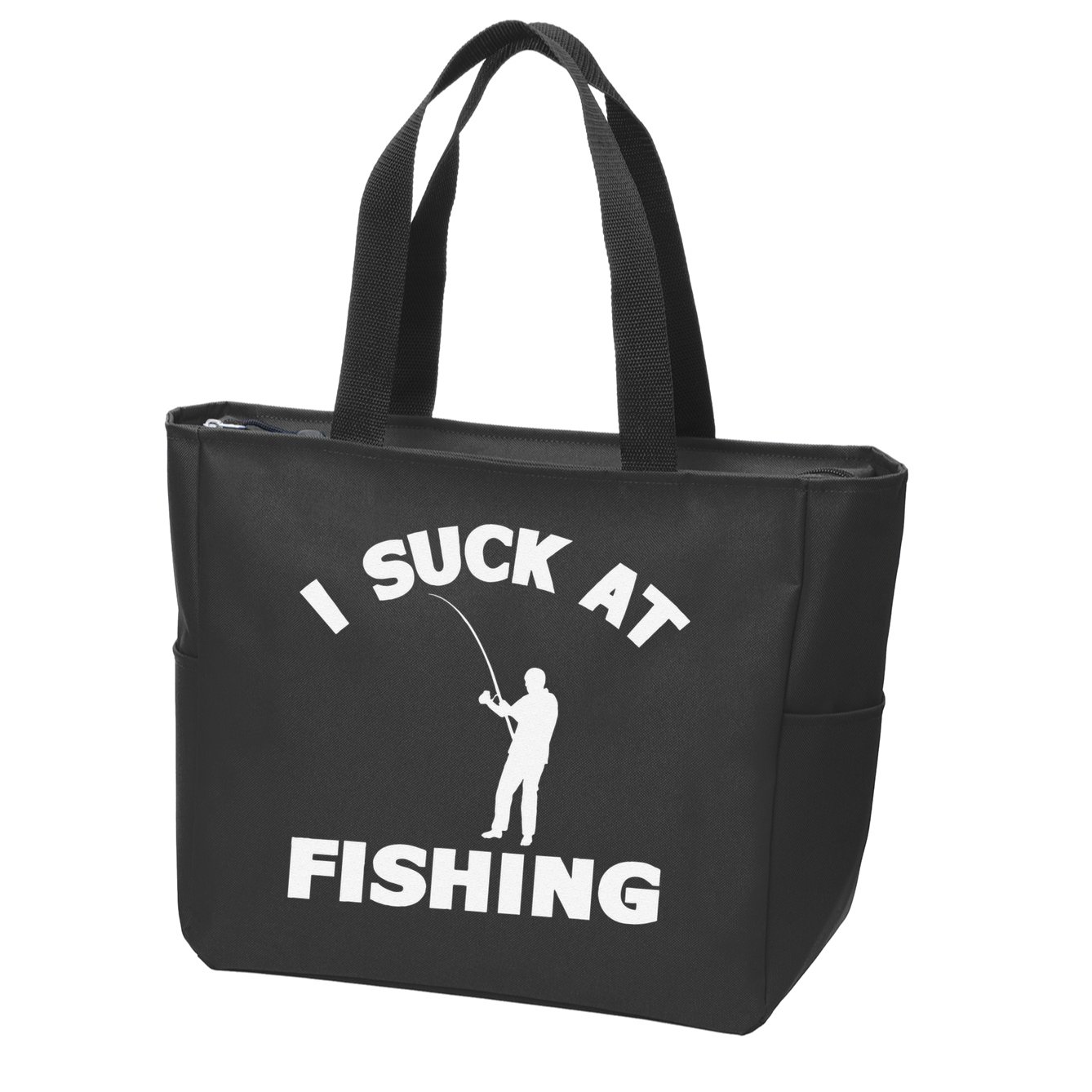 I Suck At Fishing Funny Fishermen Meme Fisher Lover Zip Tote Bag