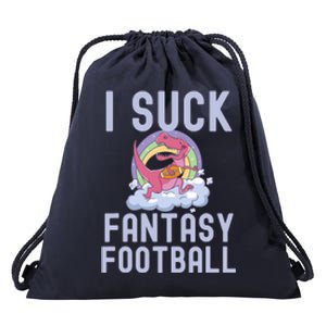 I SUCK AT FANTASY FOOTBALL TREX RAINBOW LOSER Drawstring Bag