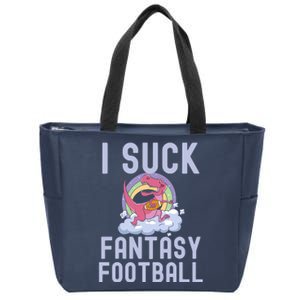 I SUCK AT FANTASY FOOTBALL TREX RAINBOW LOSER Zip Tote Bag