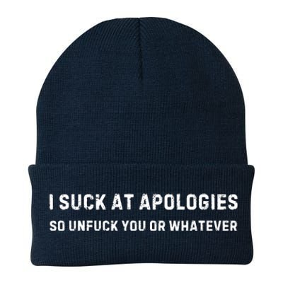 I Suck At Apologies So Unfuck You Or Whatever Funny Knit Cap Winter Beanie