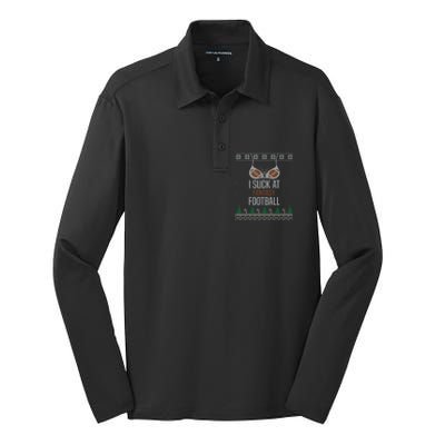 I Suck At Fantasy Football Losers Ugly Christmas Sweater Cute Gift Silk Touch Performance Long Sleeve Polo