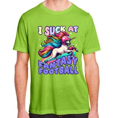 I Suck At Fantasy Football Unicorn Rainbow Loser Adult ChromaSoft Performance T-Shirt