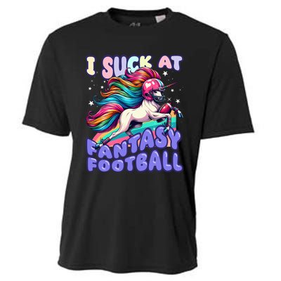 I Suck At Fantasy Football Unicorn Rainbow Loser Cooling Performance Crew T-Shirt