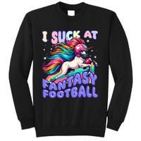 I Suck At Fantasy Football Unicorn Rainbow Loser Sweatshirt