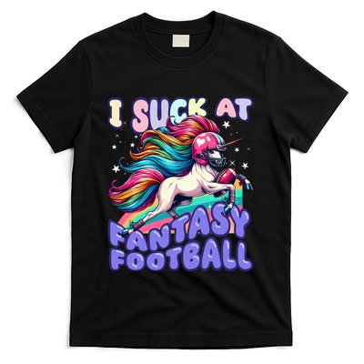 I Suck At Fantasy Football Unicorn Rainbow Loser T-Shirt