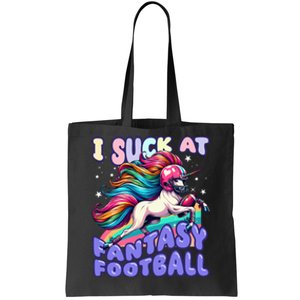 I Suck At Fantasy Football Unicorn Rainbow Loser Tote Bag