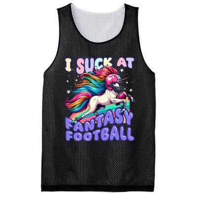 I Suck At Fantasy Football Unicorn Rainbow Loser Mesh Reversible Basketball Jersey Tank