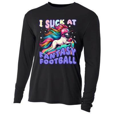 I Suck At Fantasy Football Unicorn Rainbow Loser Cooling Performance Long Sleeve Crew