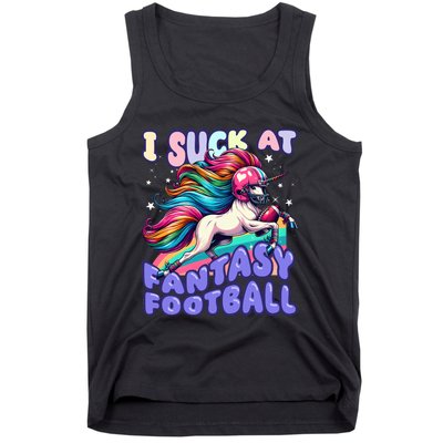 I Suck At Fantasy Football Unicorn Rainbow Loser Tank Top