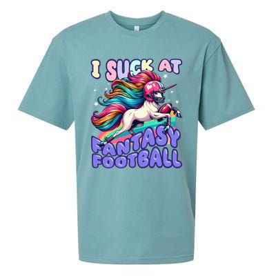 I Suck At Fantasy Football Unicorn Rainbow Loser Sueded Cloud Jersey T-Shirt