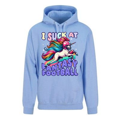 I Suck At Fantasy Football Unicorn Rainbow Loser Unisex Surf Hoodie