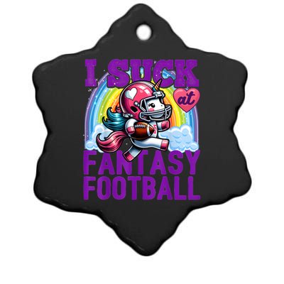 I Suck At Fantasy Football Unicorn Rainbow Loser Ceramic Star Ornament