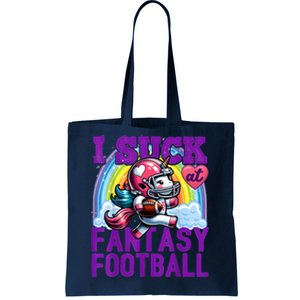 I Suck At Fantasy Football Unicorn Rainbow Loser Tote Bag