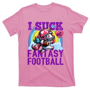 I Suck At Fantasy Football Unicorn Rainbow Loser T-Shirt