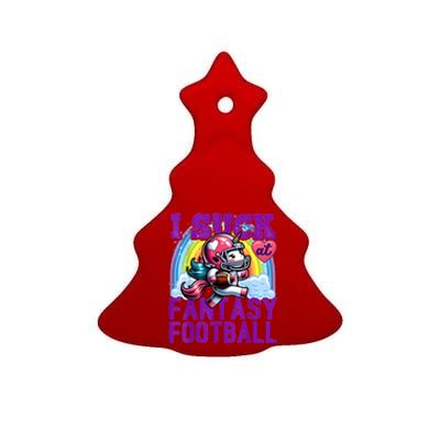 I Suck At Fantasy Football Unicorn Rainbow Loser Ceramic Tree Ornament