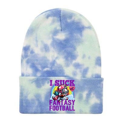 I Suck At Fantasy Football Unicorn Rainbow Loser Tie Dye 12in Knit Beanie