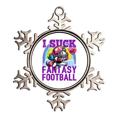 I Suck At Fantasy Football Unicorn Rainbow Loser Metallic Star Ornament