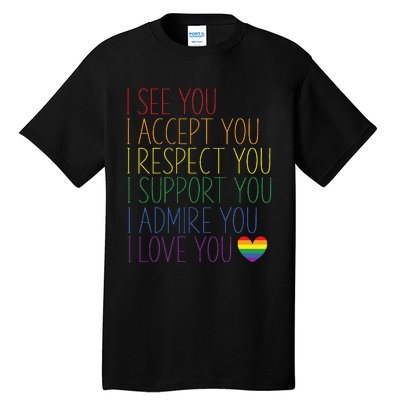 I See Accept Respect Support Admire Love You Lgbtq Tall T-Shirt