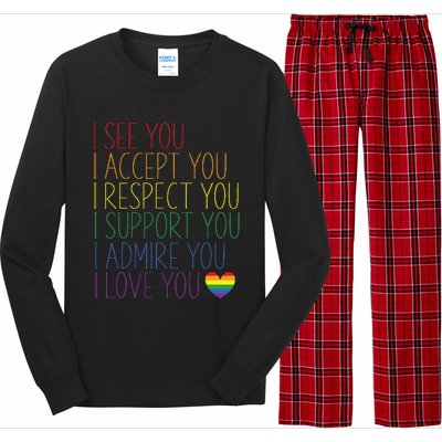 I See Accept Respect Support Admire Love You Lgbtq Long Sleeve Pajama Set