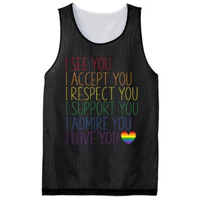 I See Accept Respect Support Admire Love You Lgbtq Mesh Reversible Basketball Jersey Tank