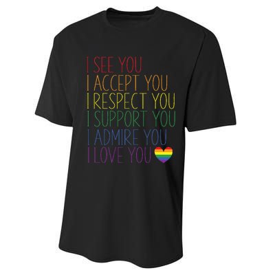 I See Accept Respect Support Admire Love You Lgbtq Performance Sprint T-Shirt