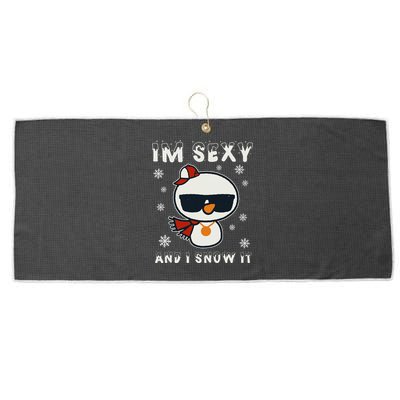 Im Sexy And I Snow It Retro Funny Snowman Large Microfiber Waffle Golf Towel