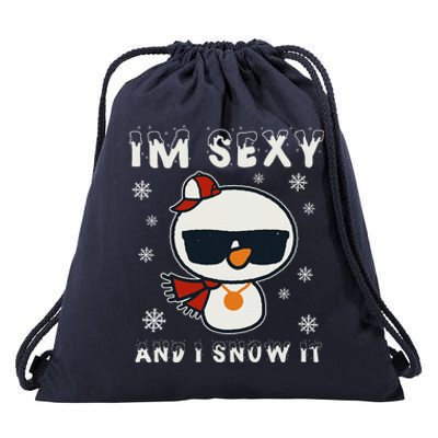 Im Sexy And I Snow It Retro Funny Snowman Drawstring Bag