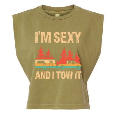 IM Sexy And I Tow It Bigfoot Camp Trees Hike Hiking Camping Garment-Dyed Women's Muscle Tee