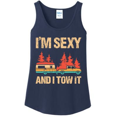 IM Sexy And I Tow It Bigfoot Camp Trees Hike Hiking Camping Ladies Essential Tank